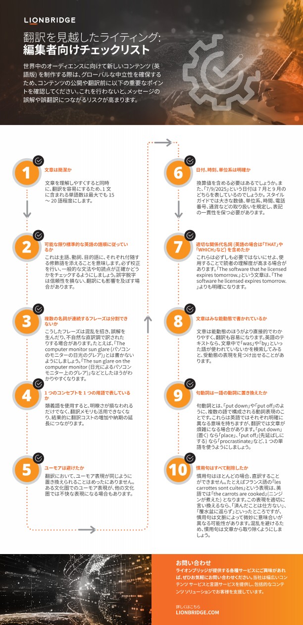 より簡単な翻訳のための書き方に関するインフォグラフィック