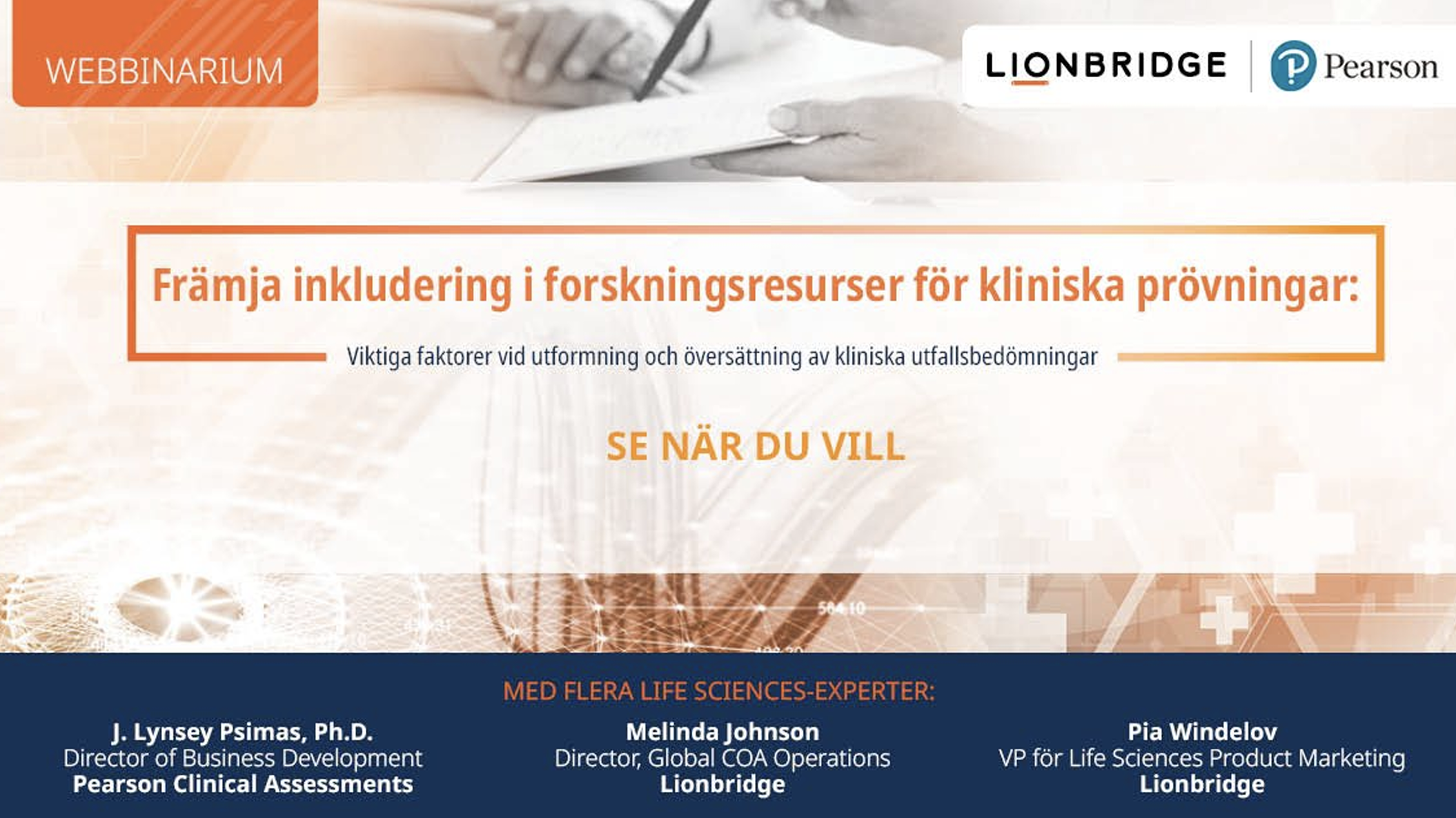 Omslaget till presentationen "Att förstärka inkludering i klinisk prövningsforskning"