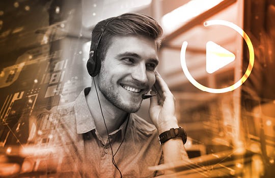 Over-the-phone interpreter providing customer service through video