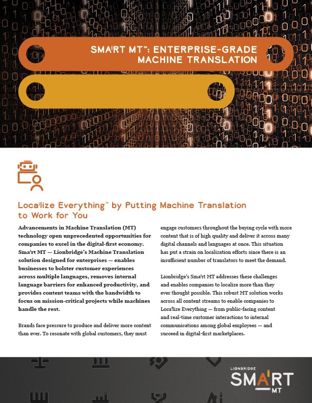 Cover of solution brief Smaⁱrt MT™: Enterprise-grade Machine Translation