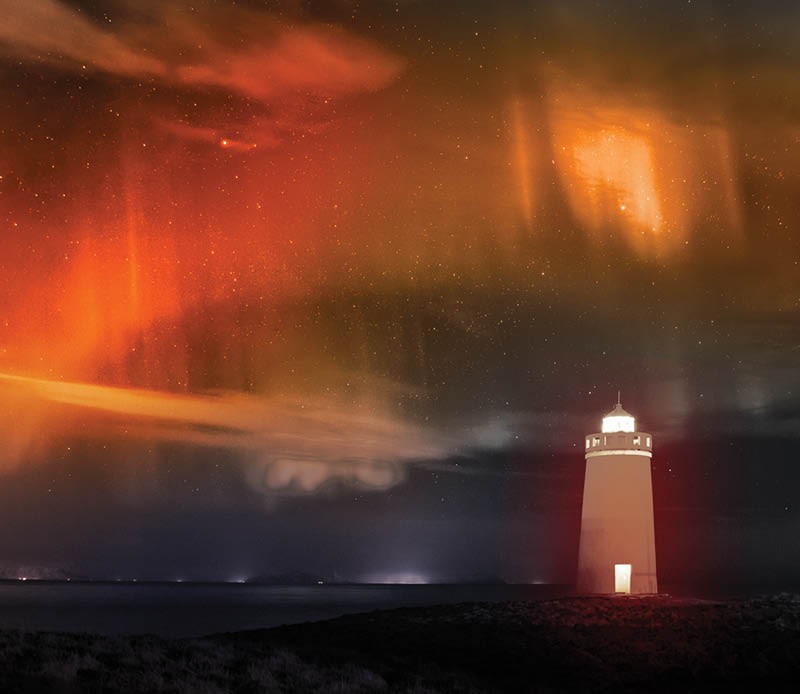 Lighthouse with brilliant aurora