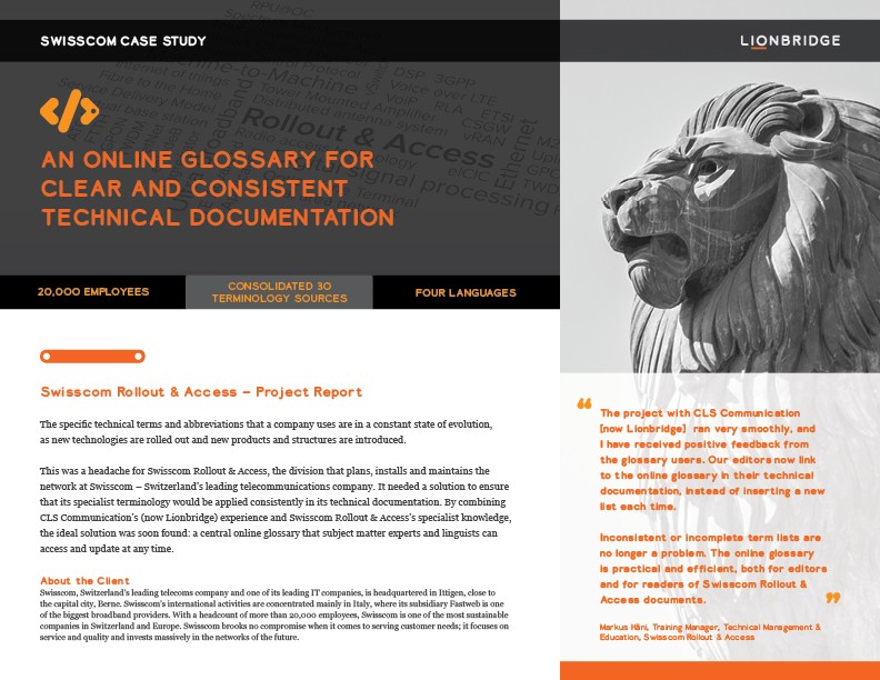 Lionbridge Swisscom Online Glossary Case Study